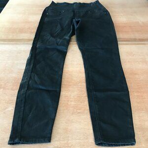 Spanx Alexia Jeans Women L Black High Rise Coated Pockets Stretch Preppy 17693